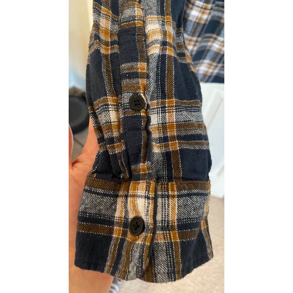 Lucky Brand XXL Womens Button Up Top Long Sleeve Flannel 100% Cotton Blue Yellow - Picture 4 of 12